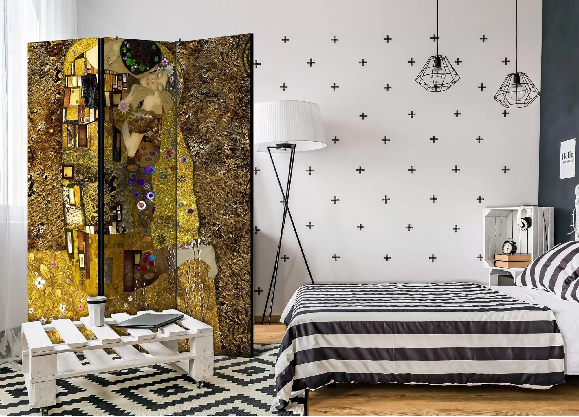 Illustration numéro 2 du produit Paravent trompe l'œil Toile intissée Bronze