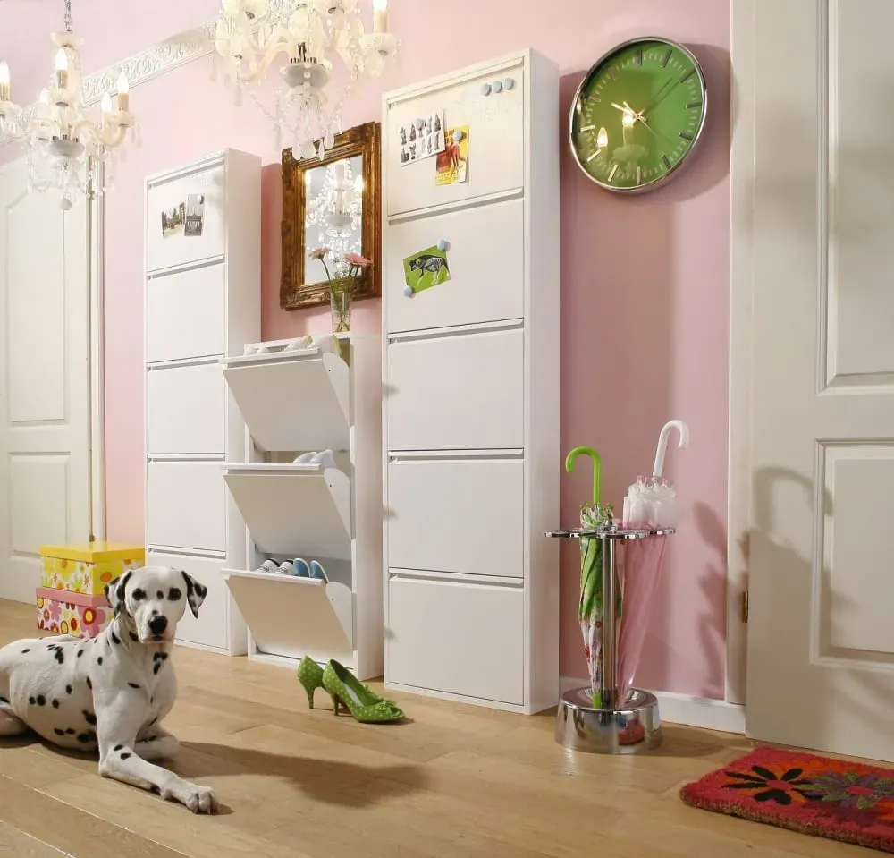 Illustration numéro 2 du produit Casier à chaussures 5 tiroirs en acier blanc