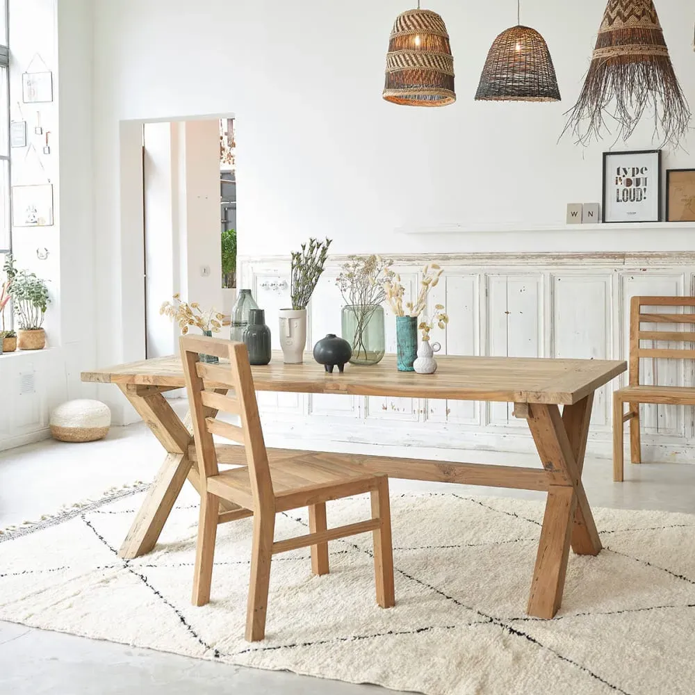 Illustration numéro 2 du produit Table en teck recyclé massif 8 pers.