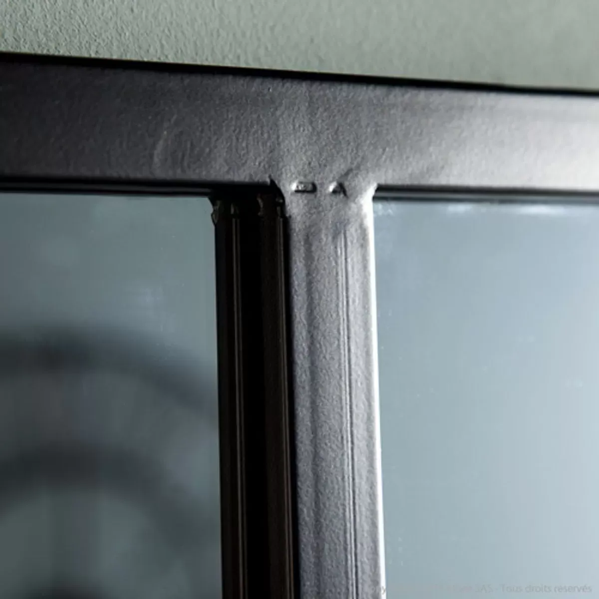 Illustration numéro 2 du produit Miroir atelier verrière en métal noir 75x140