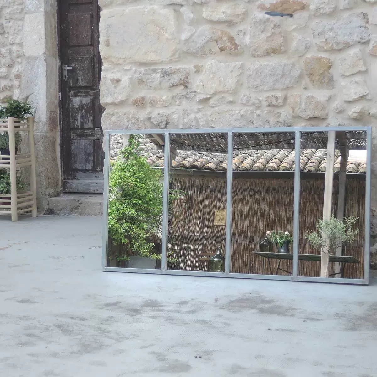 Illustration numéro 2 du produit Miroir atelier verrière en métal gris 75x140