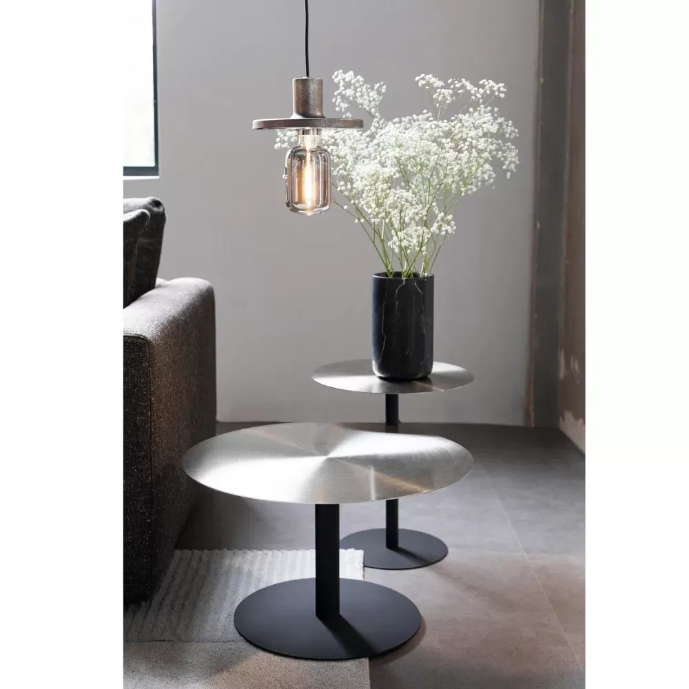 Illustration numéro 2 du produit Table basse ronde en métal brossé ø60cm - Argent