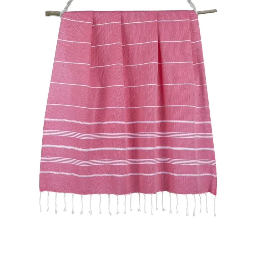 Illustration numéro 2 du produit Fouta coton rose fuchsia 100x200