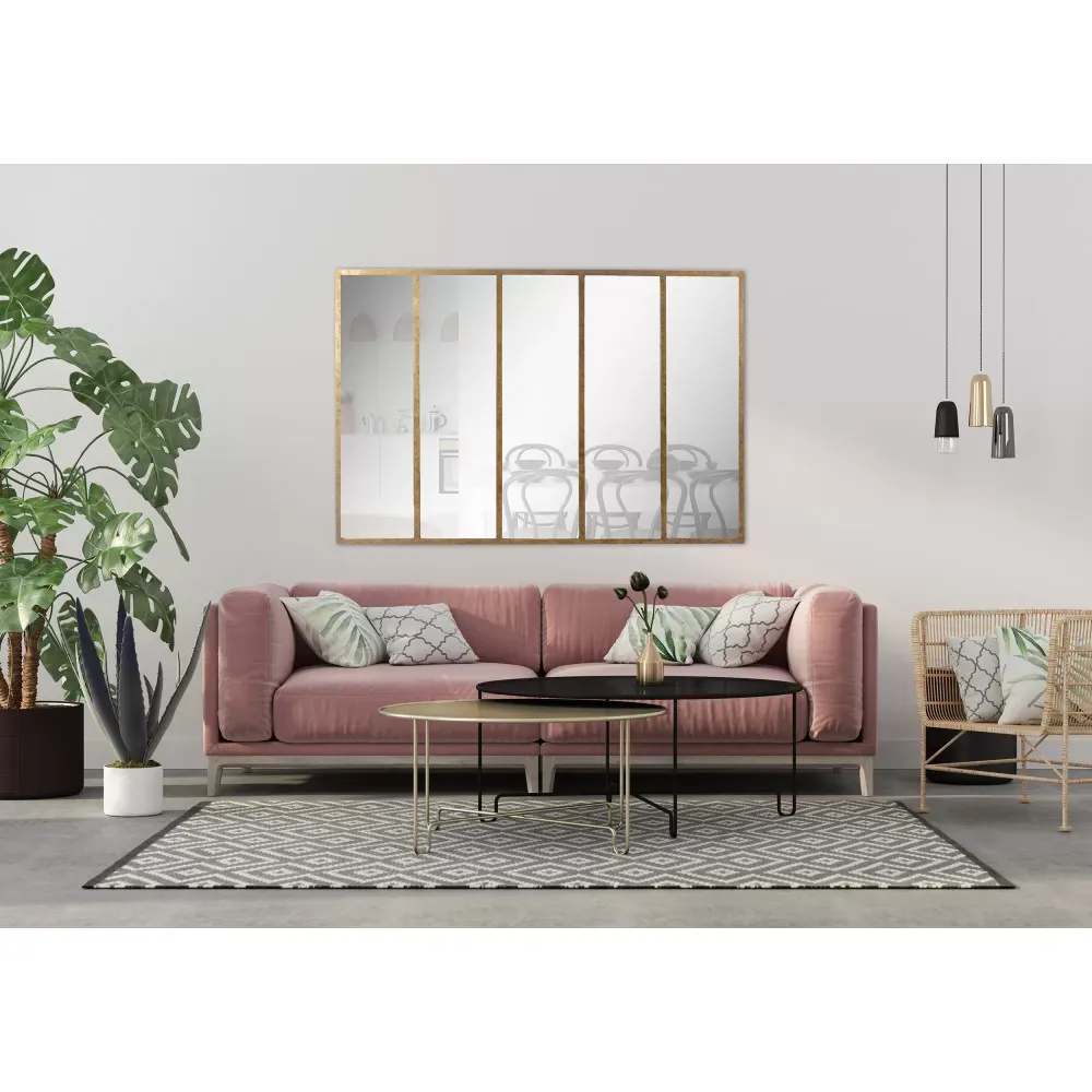 Illustration numéro 2 du produit Miroir verrière en métal 137x90 cm or