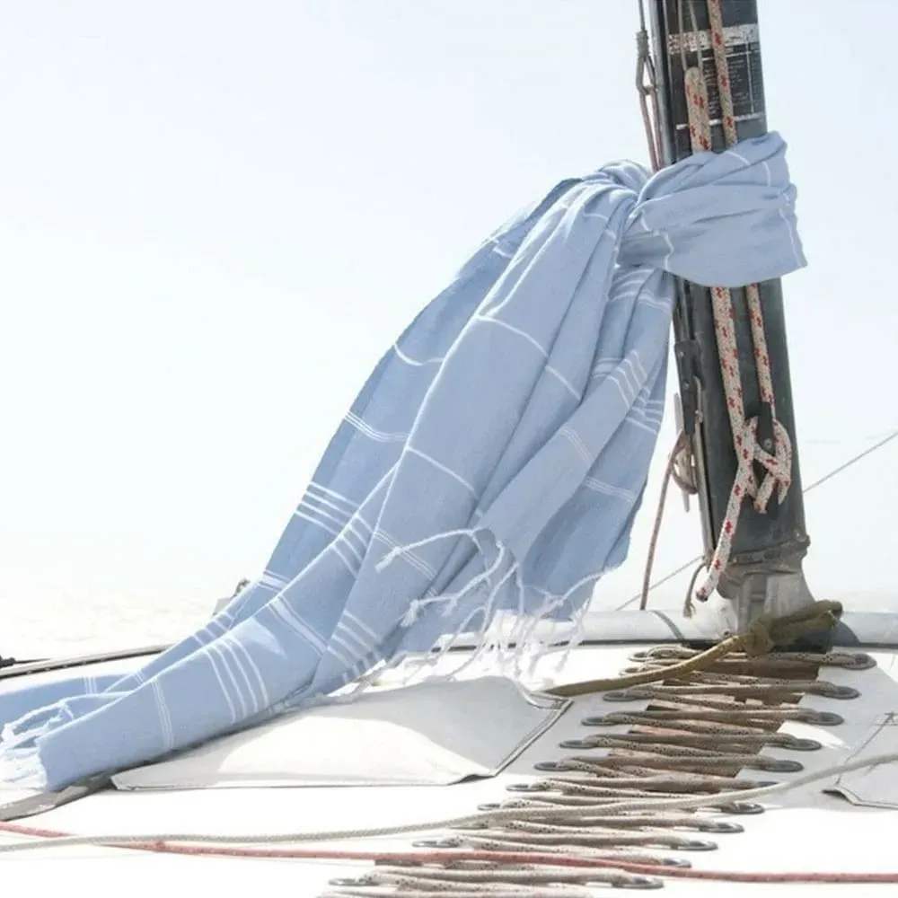 Illustration numéro 2 du produit Fouta coton bleu pâle 100x200