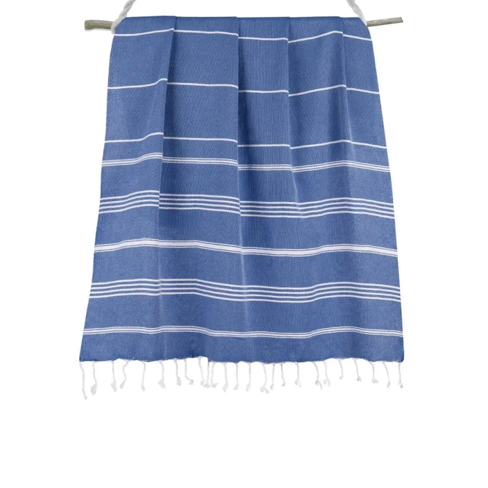 Illustration numéro 2 du produit Fouta coton bleu grec 100x200