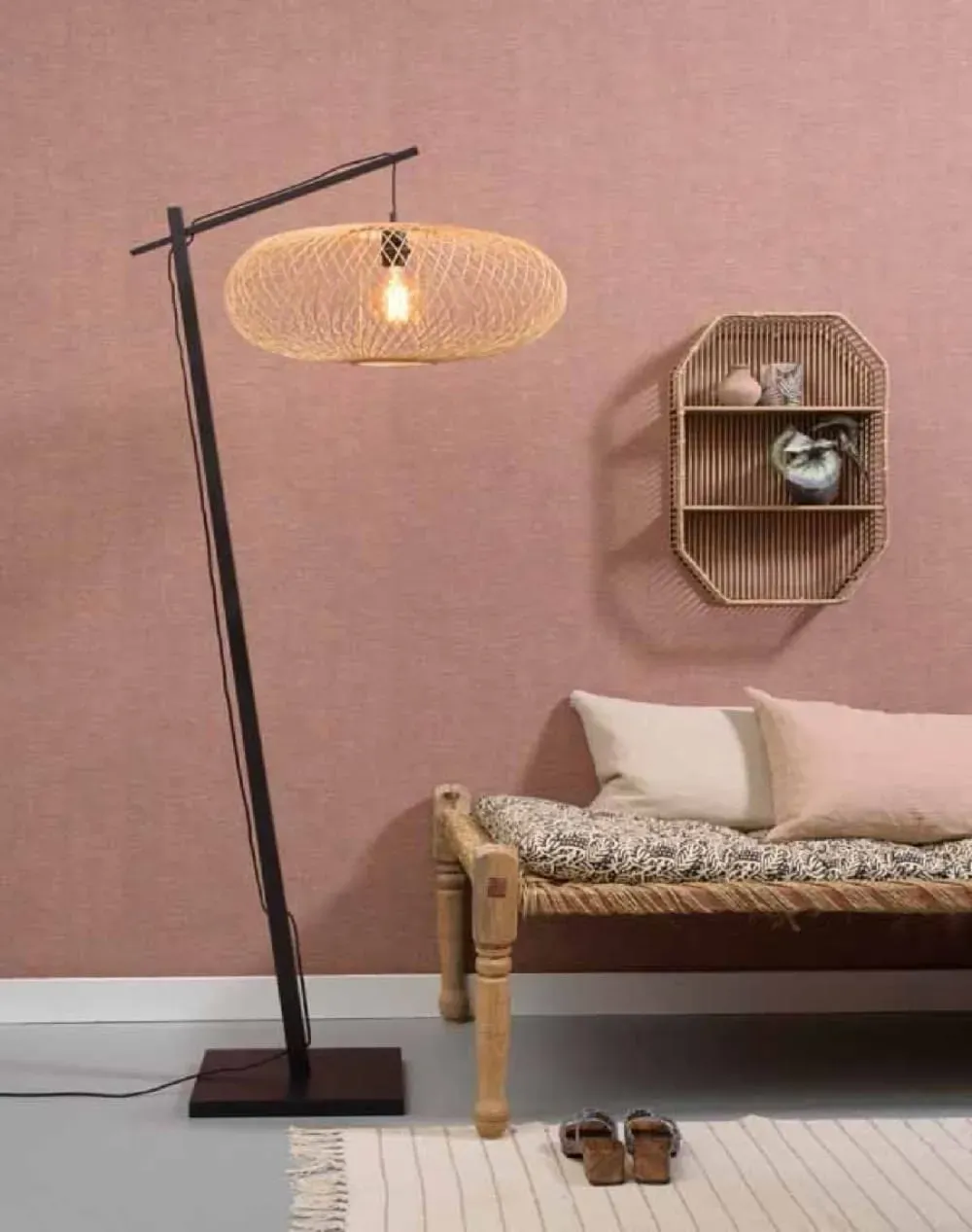 Illustration numéro 2 du produit Lampadaire bambou naturel H176cm