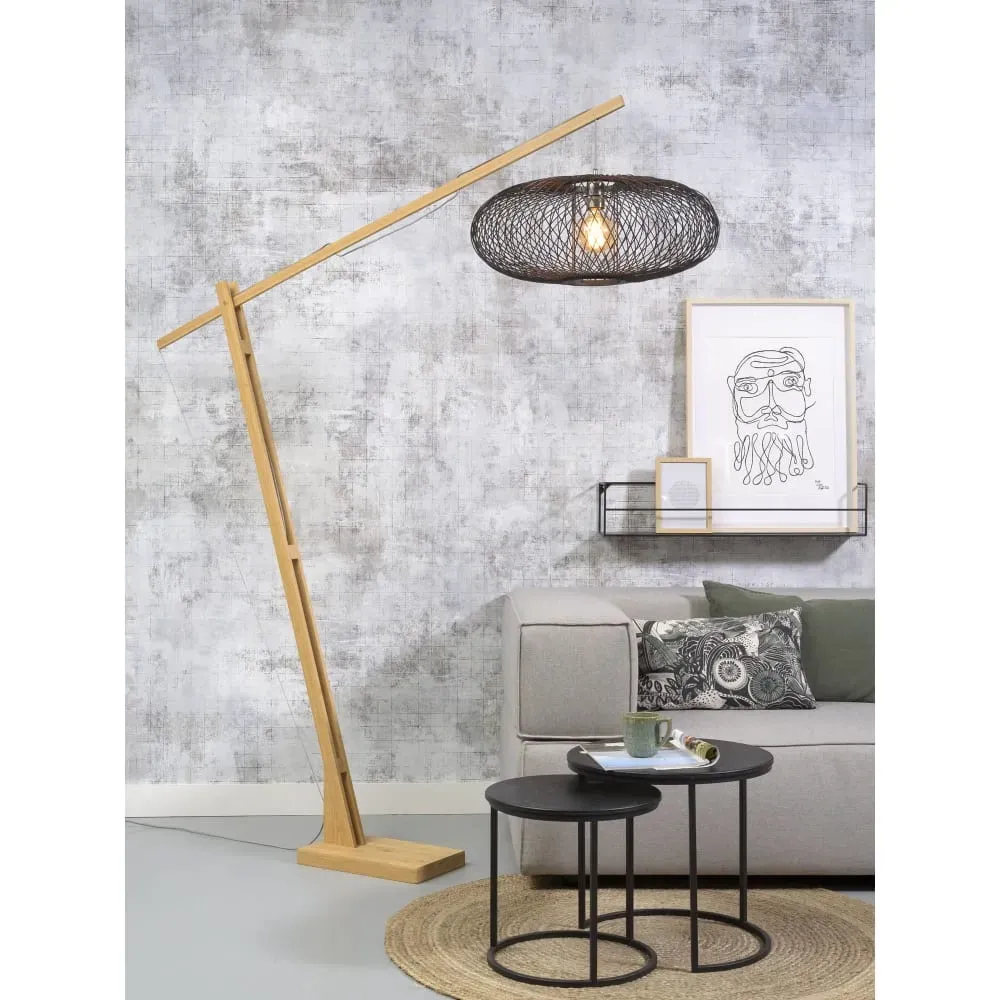 Illustration numéro 2 du produit Lampadaire en bambou noir H207cm