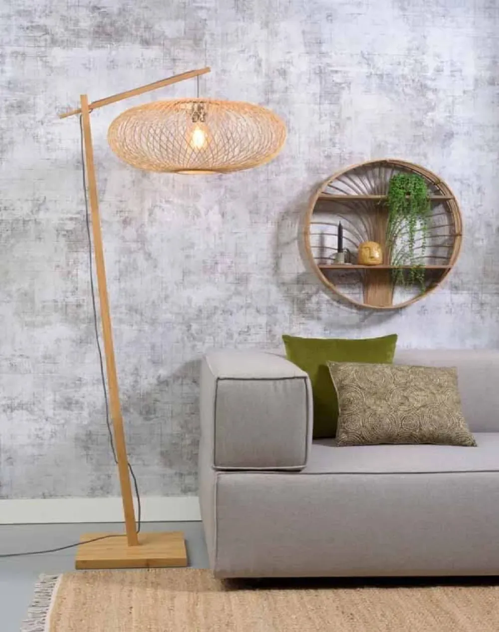 Illustration numéro 2 du produit Lampadaire bambou naturel H176cm