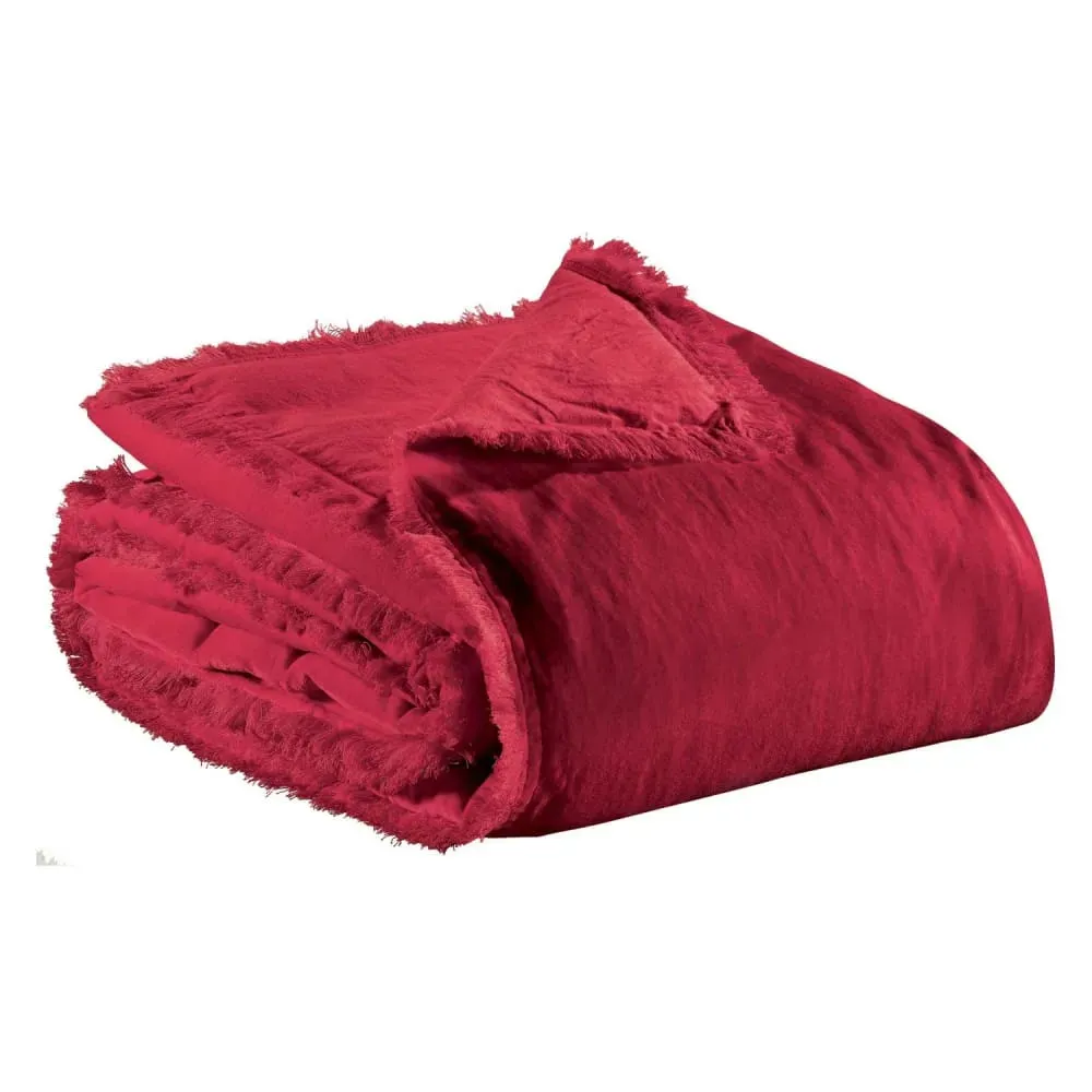 Illustration numéro 2 du produit Plaid en Coton rouge 135x200 cm