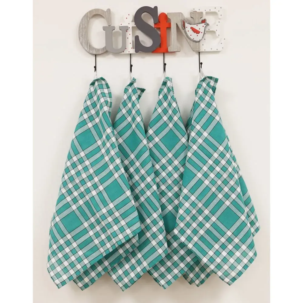 Illustration numéro 2 du produit Lot de 10 serviettes de tables carreaux vichy en coton vert