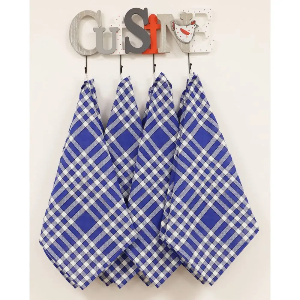 Illustration numéro 2 du produit Lot de 10 serviettes de tables carreaux vichy en coton bleu