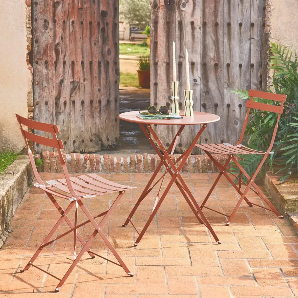 Illustration numéro 2 du produit Ensemble bistrot rond pliable terracotta D60cm