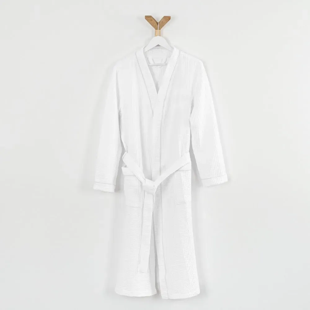 Illustration numéro 2 du produit Peignoir nid d'abeille en coton blanc m