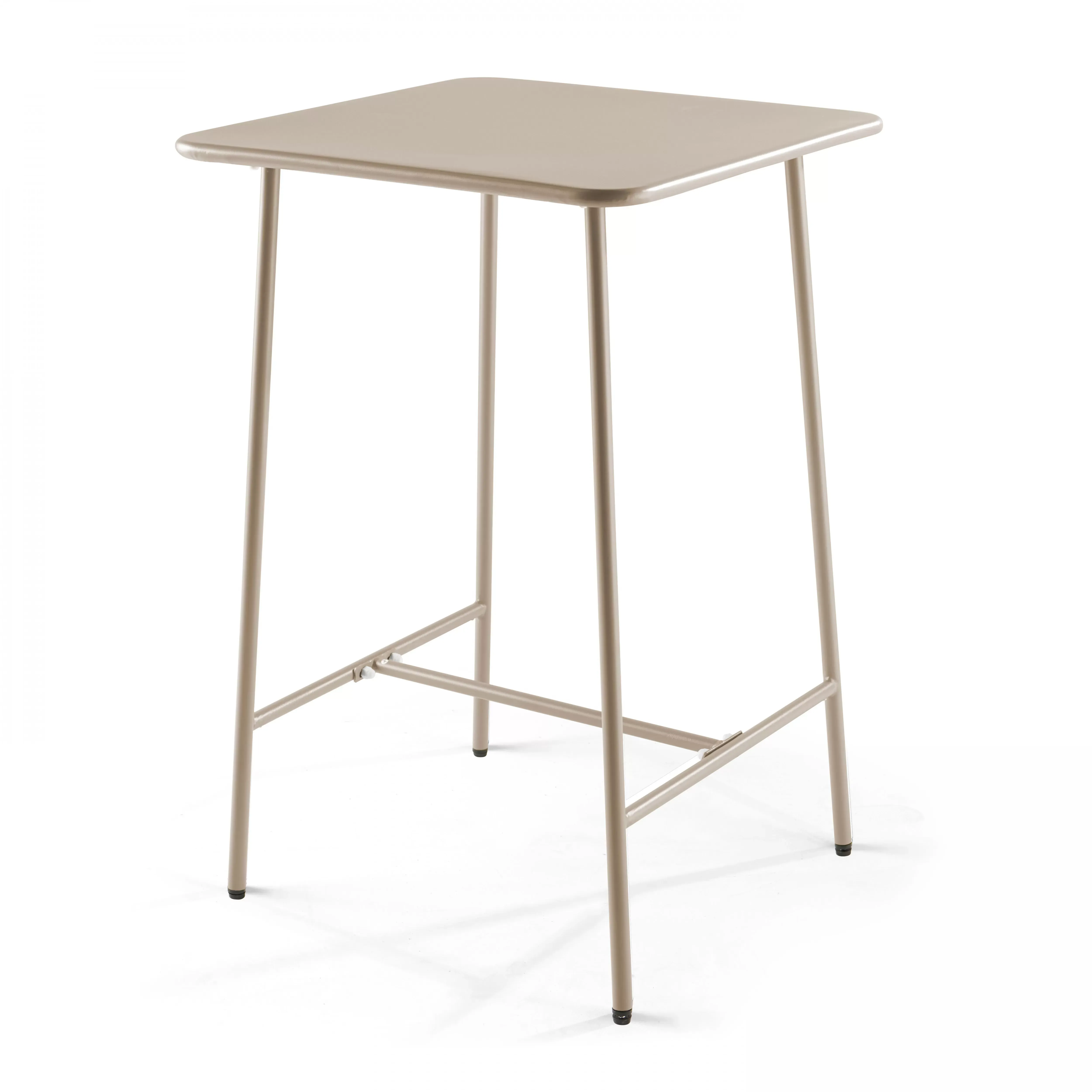 Illustration numéro 2 du produit Ensemble table de bar et 2 chaises hautes en métal taupe