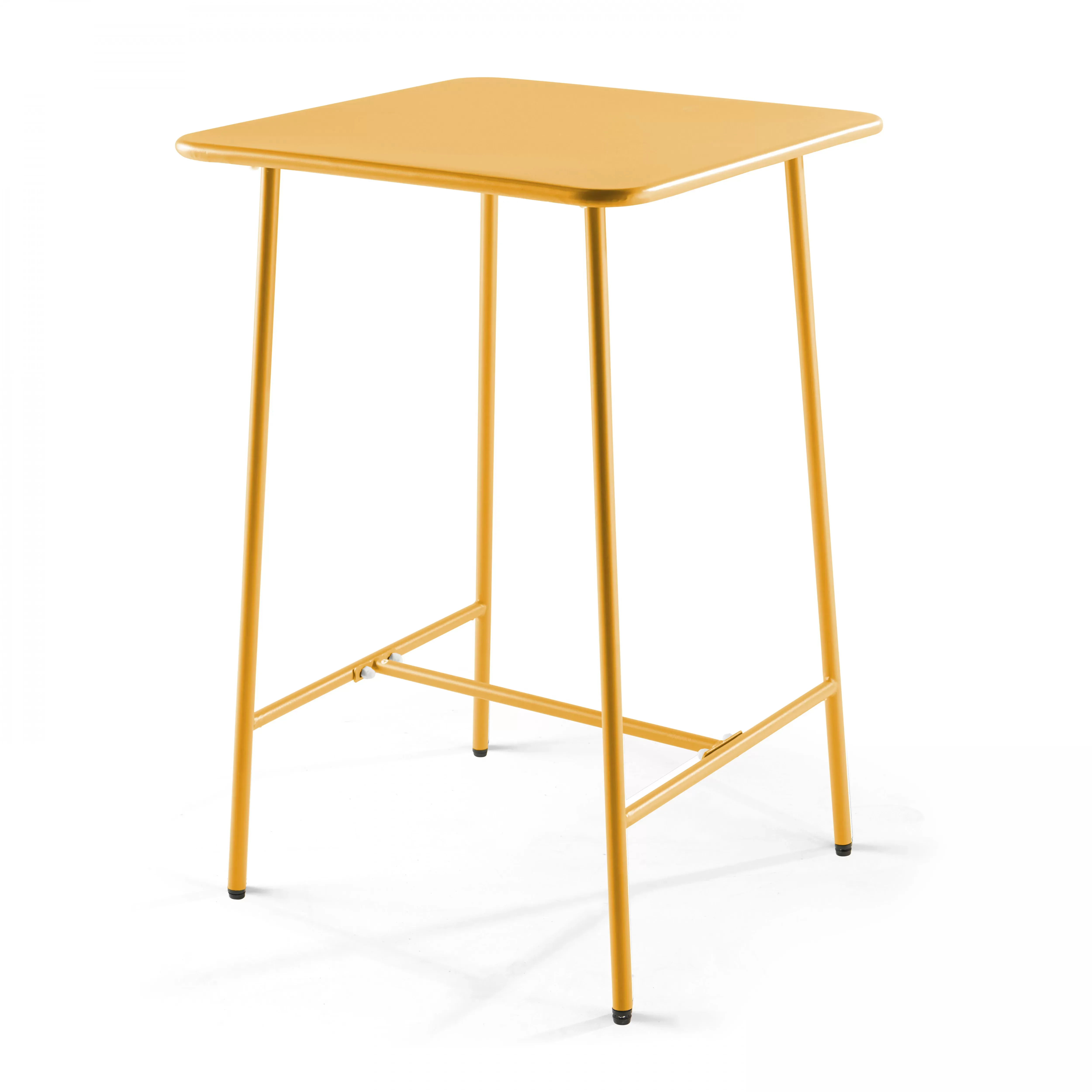Illustration numéro 2 du produit Ensemble table de bar et 2 chaises hautes en métal jaune
