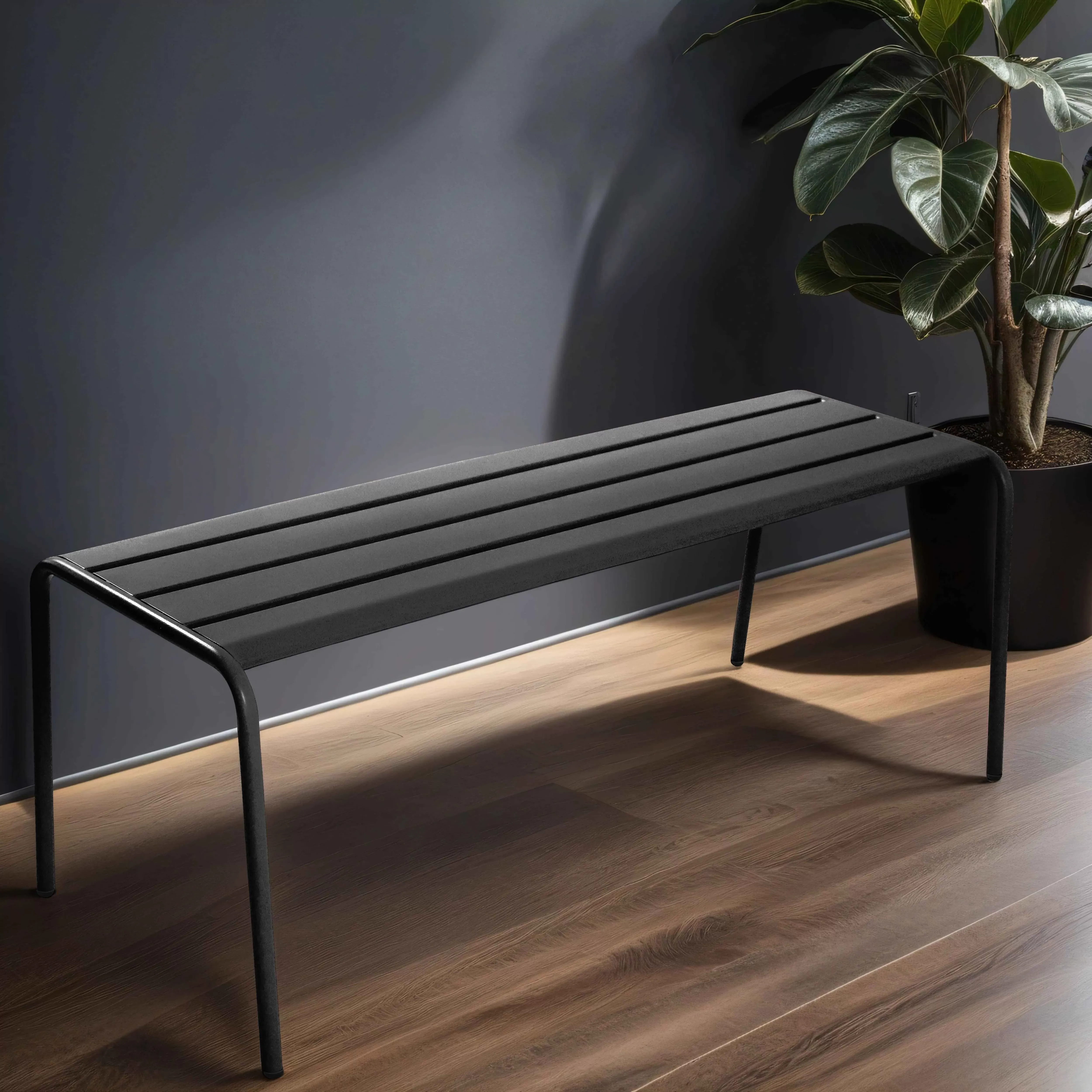 Illustration numéro 2 du produit Banquette en métal gris 3 places