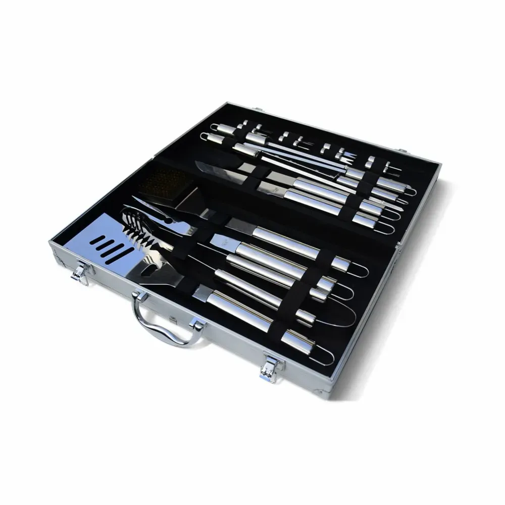 Illustration numéro 2 du produit Mallette d'ustensiles pour barbecue et plancha - 18 pièces