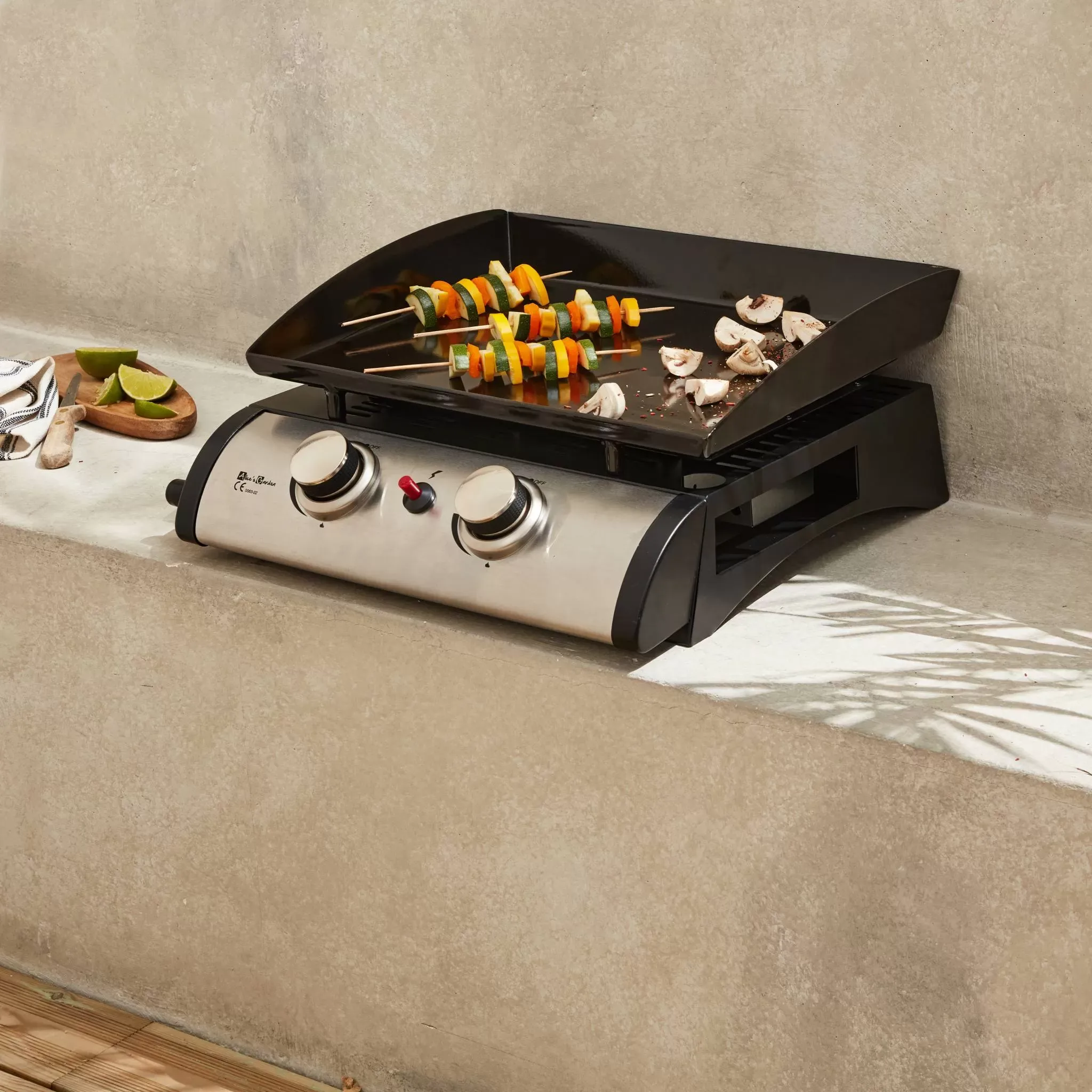 Illustration numéro 2 du produit Plancha au gaz porthos 2 brûleurs 5 kw barbecue cuisine extérieure