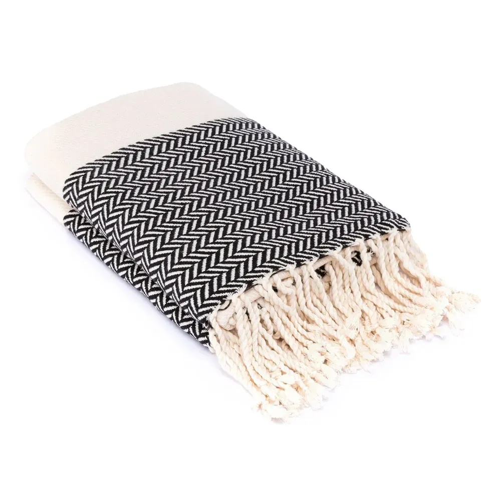 Illustration numéro 2 du produit Plaid coton noir 130x170