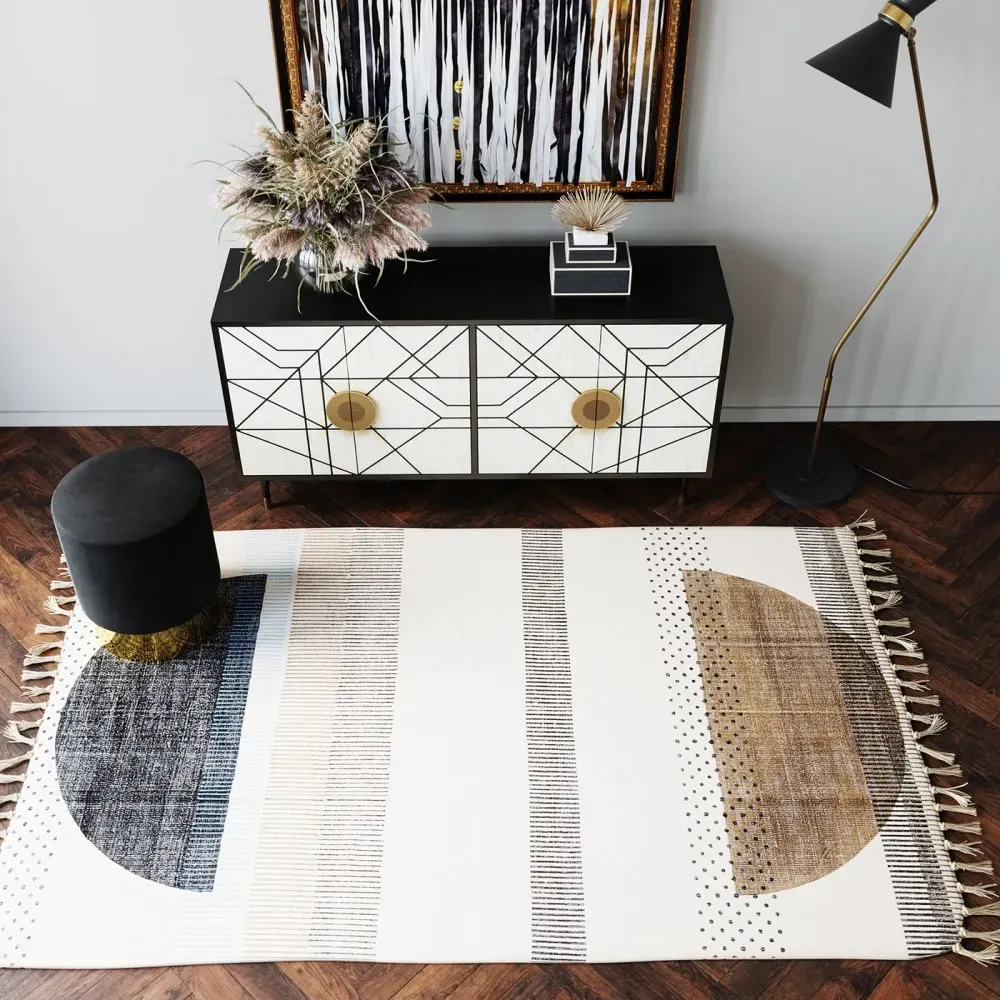 Illustration numéro 2 du produit Tabouret en velours noir et acier doré