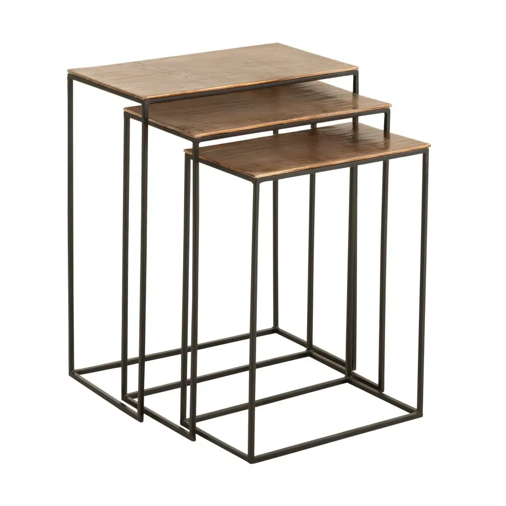 Illustration numéro 2 du produit Lot de 3 table gigognes rectangulaires en aluminium aluminium/métal