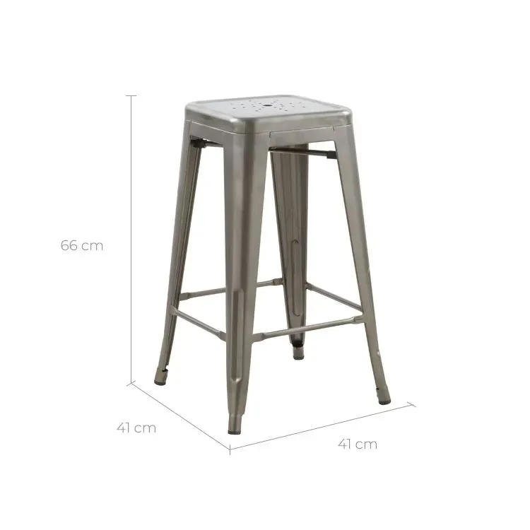 Illustration numéro 2 du produit Lot de 2 tabourets pour îlot central 66 cm en métal chrome brillant