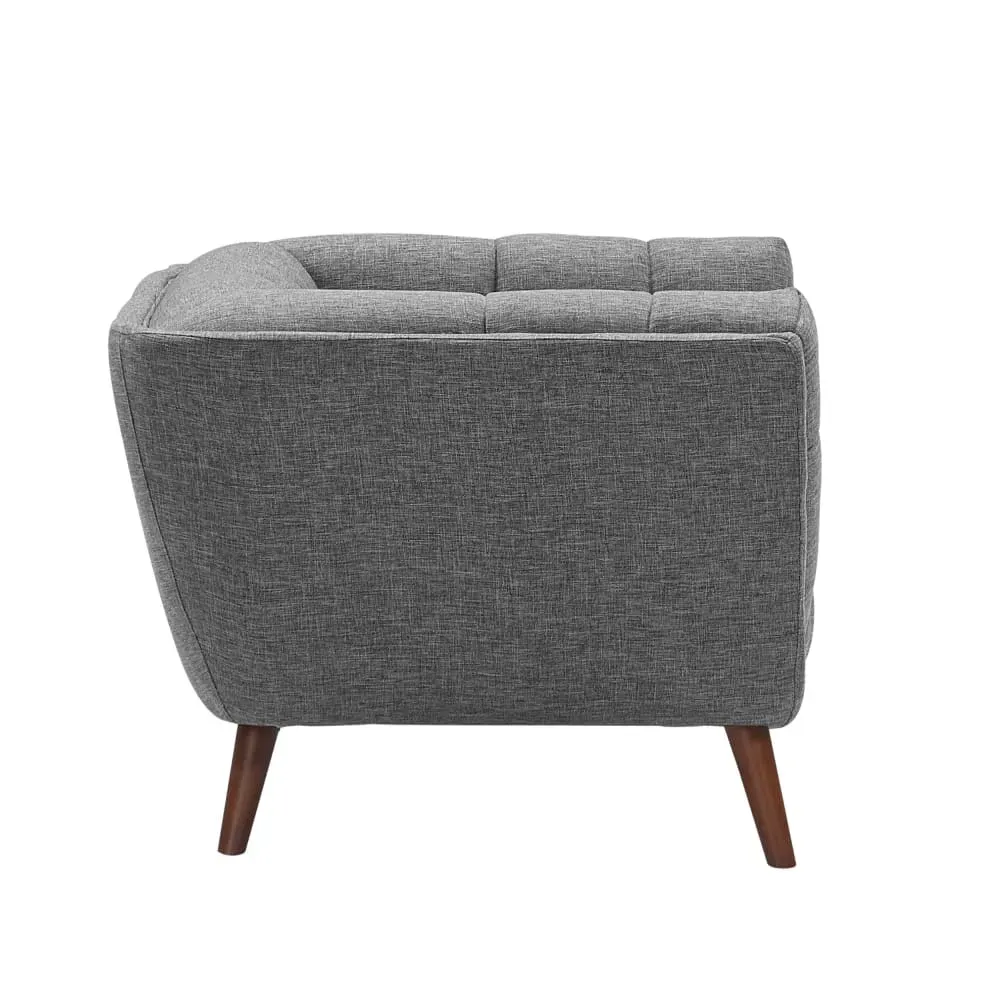 Illustration numéro 2 du produit Fauteuil capitonné en tissu gris