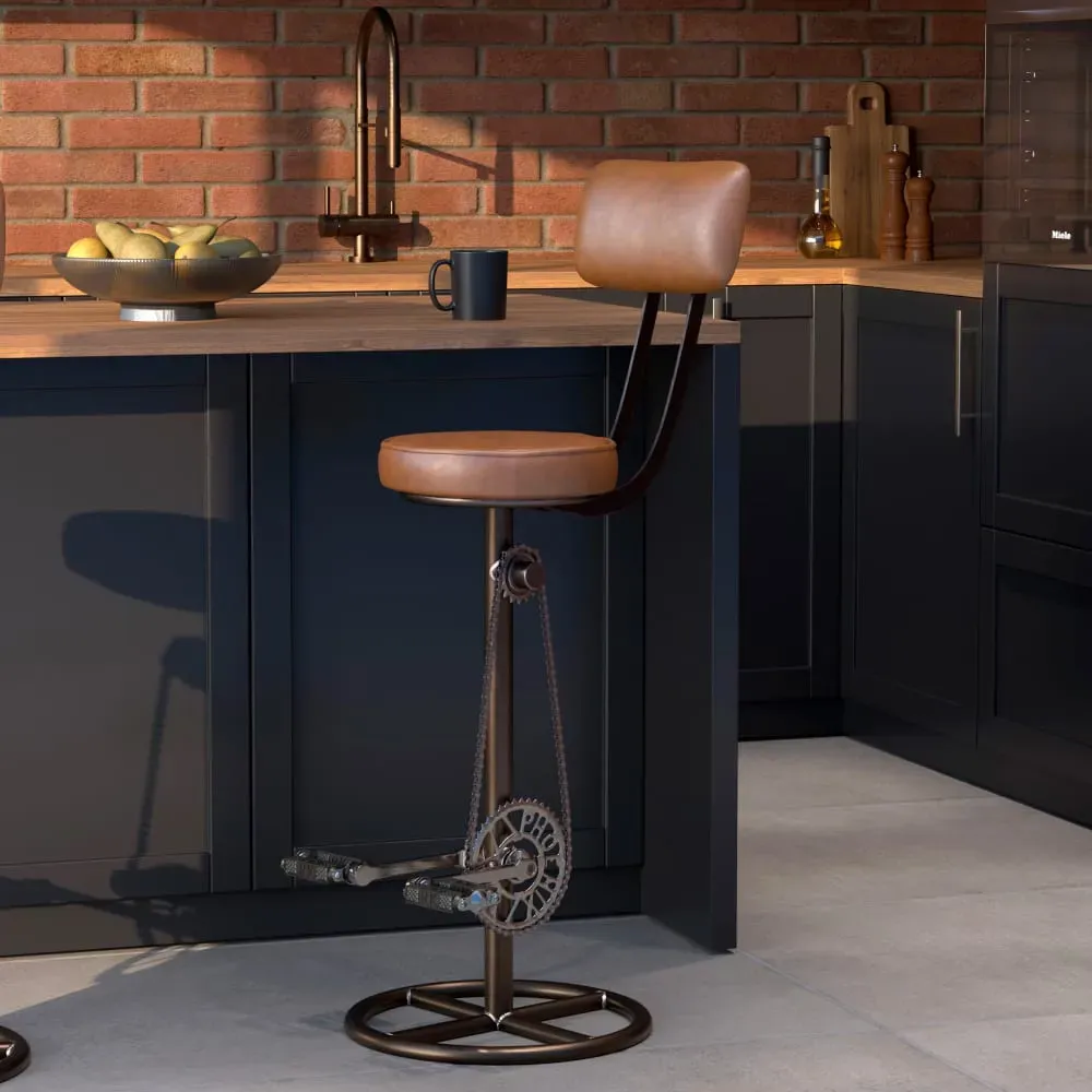 Illustration numéro 2 du produit Chaise de bar 76 cm en cuir avec dossier