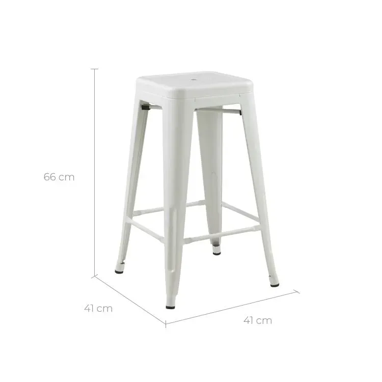 Illustration numéro 2 du produit Lot de 2 tabourets pour îlot central 66 cm en métal blanc mat