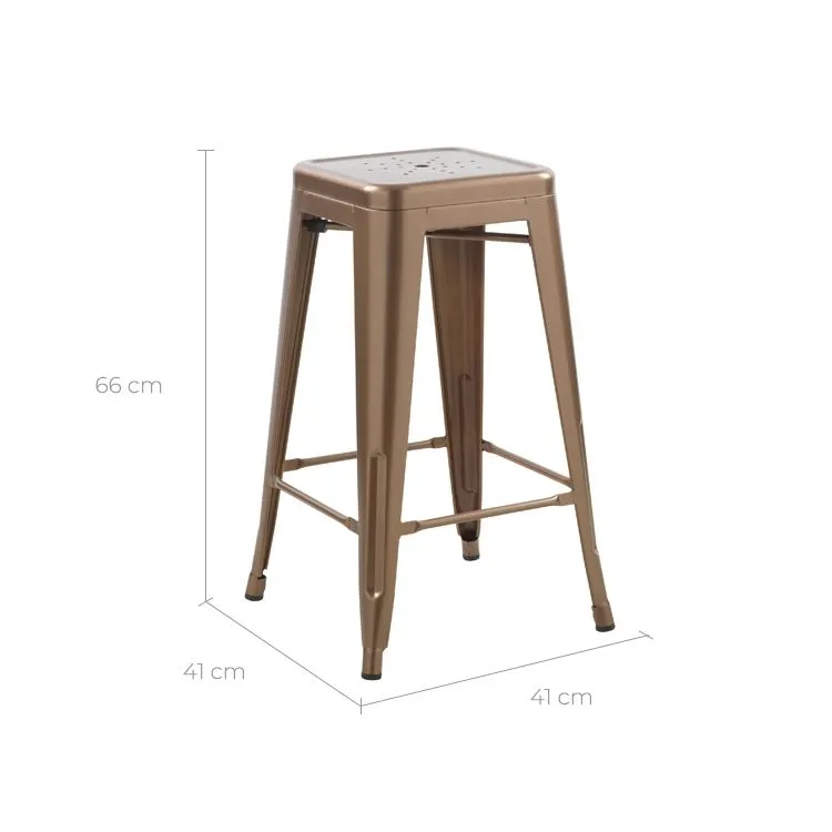 Illustration numéro 2 du produit Lot de 2 tabourets pour îlot central 66 cm en métal cuivre mat