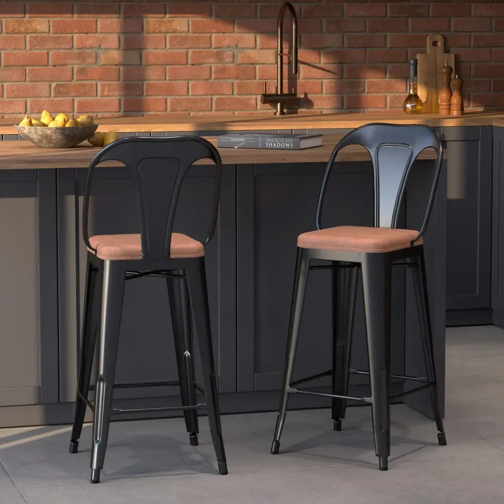 Illustration numéro 2 du produit Lot de 2 chaises pour îlot central 68 cm noires et marron