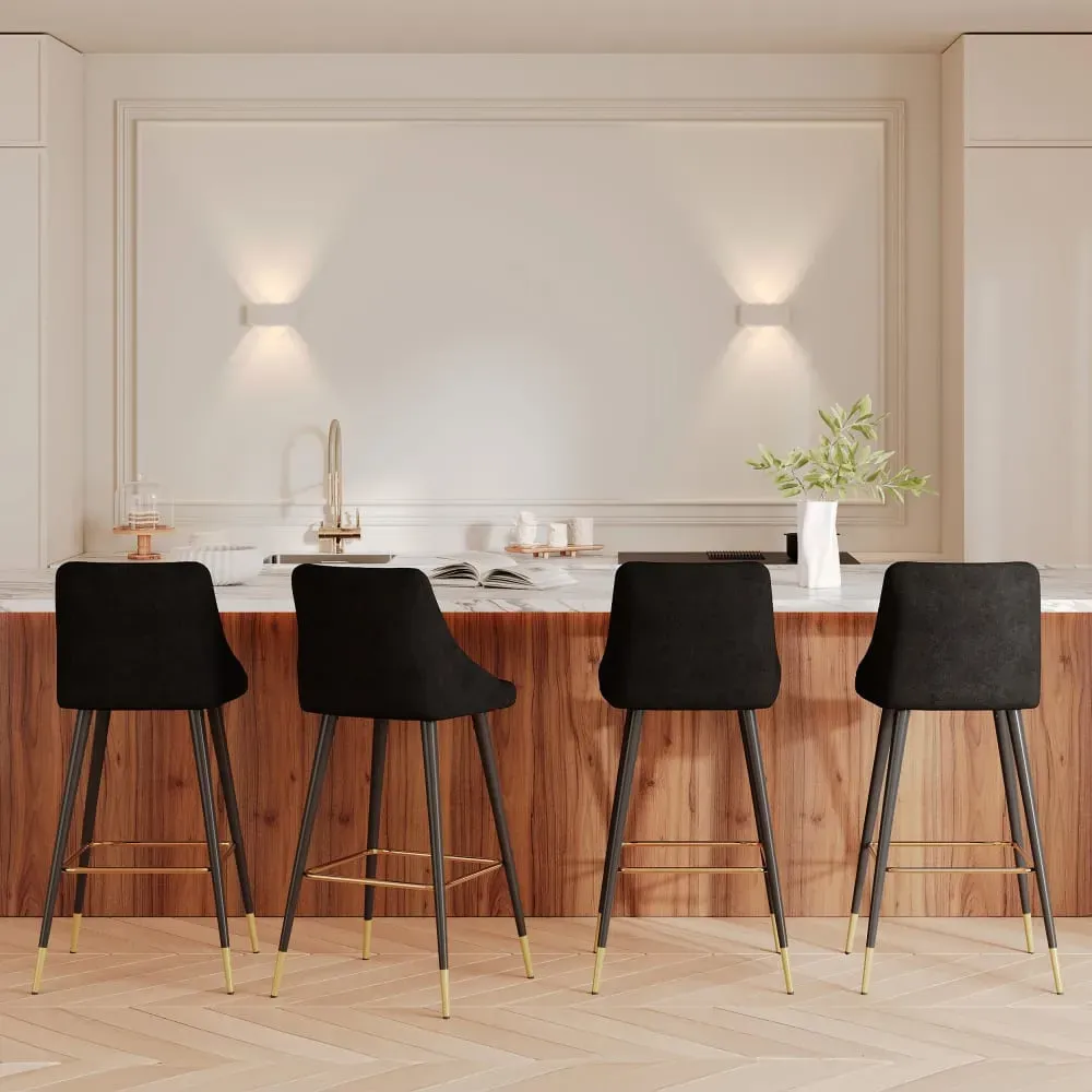 Illustration numéro 2 du produit Lot de 2 chaises de bar 77.5 cm en velours noir