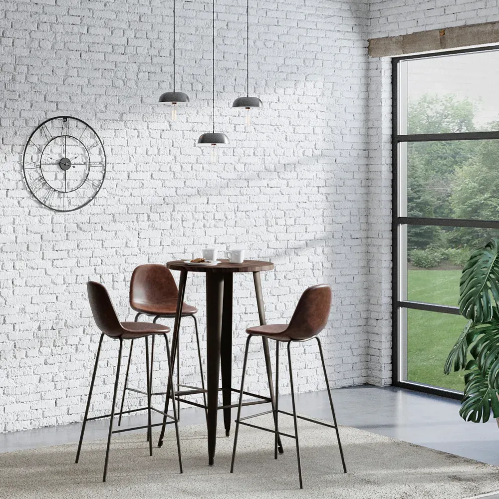 Illustration numéro 2 du produit Lot de 2 chaises de bar 75 cm en cuir synthétique marron