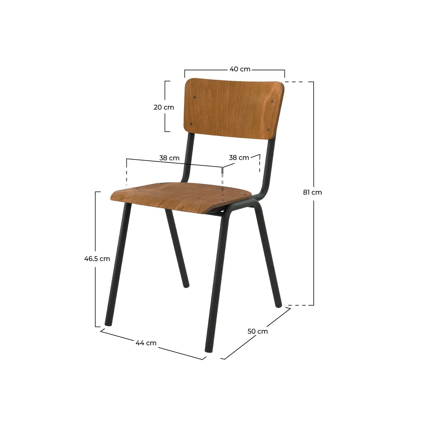 Illustration numéro 2 du produit Lot de 2 chaises écolier empilables en bois foncé
