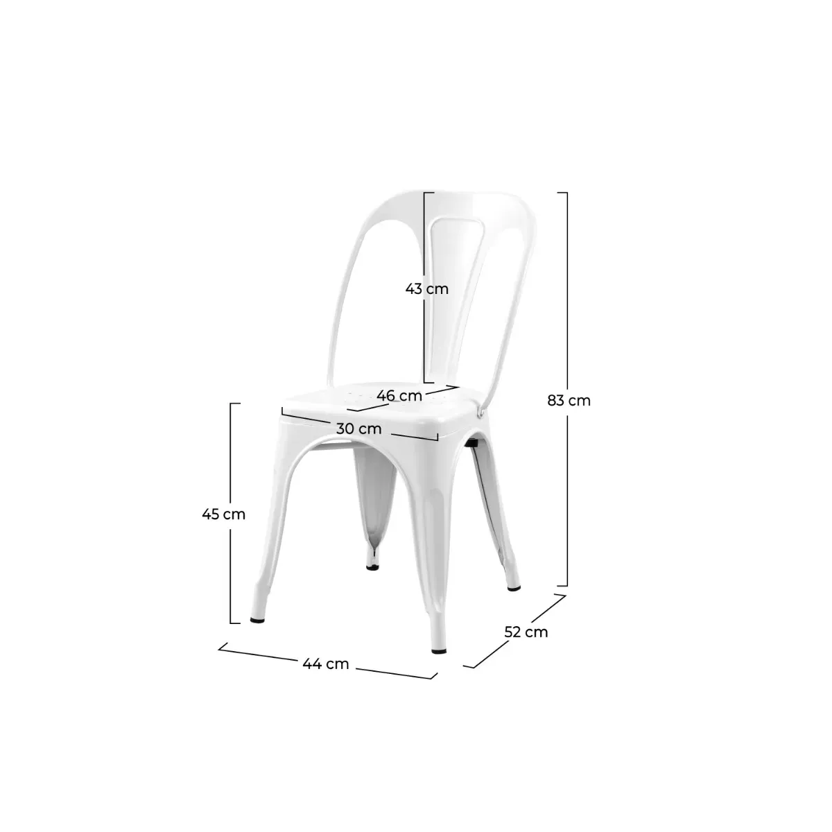 Illustration numéro 2 du produit Lot de 2 chaises en métal blanc mat
