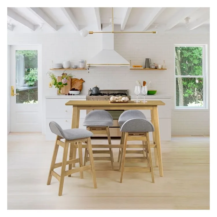 Illustration numéro 2 du produit Table de bar rectangulaire 4 personnes en bois clair naturel 120 cm