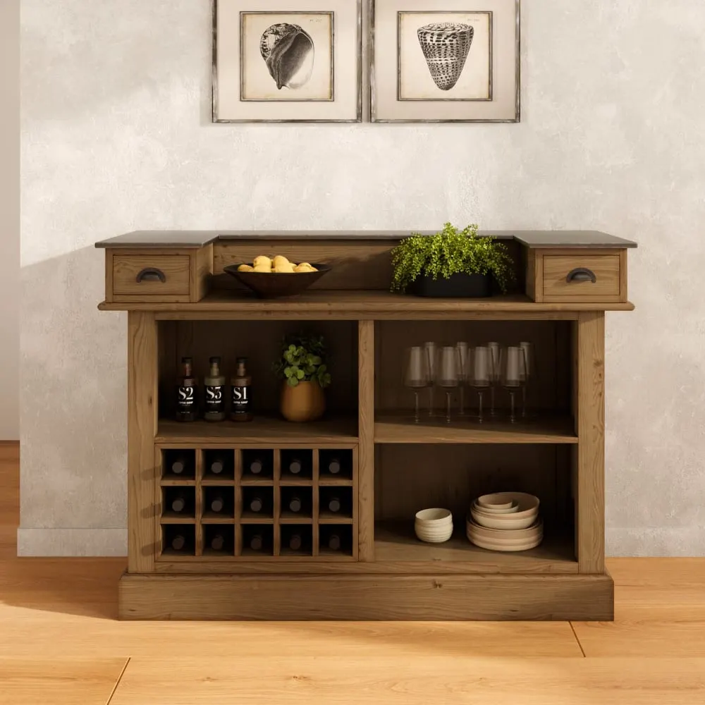 Illustration numéro 2 du produit Meuble de bar en bois de cèdre recyclé et métal