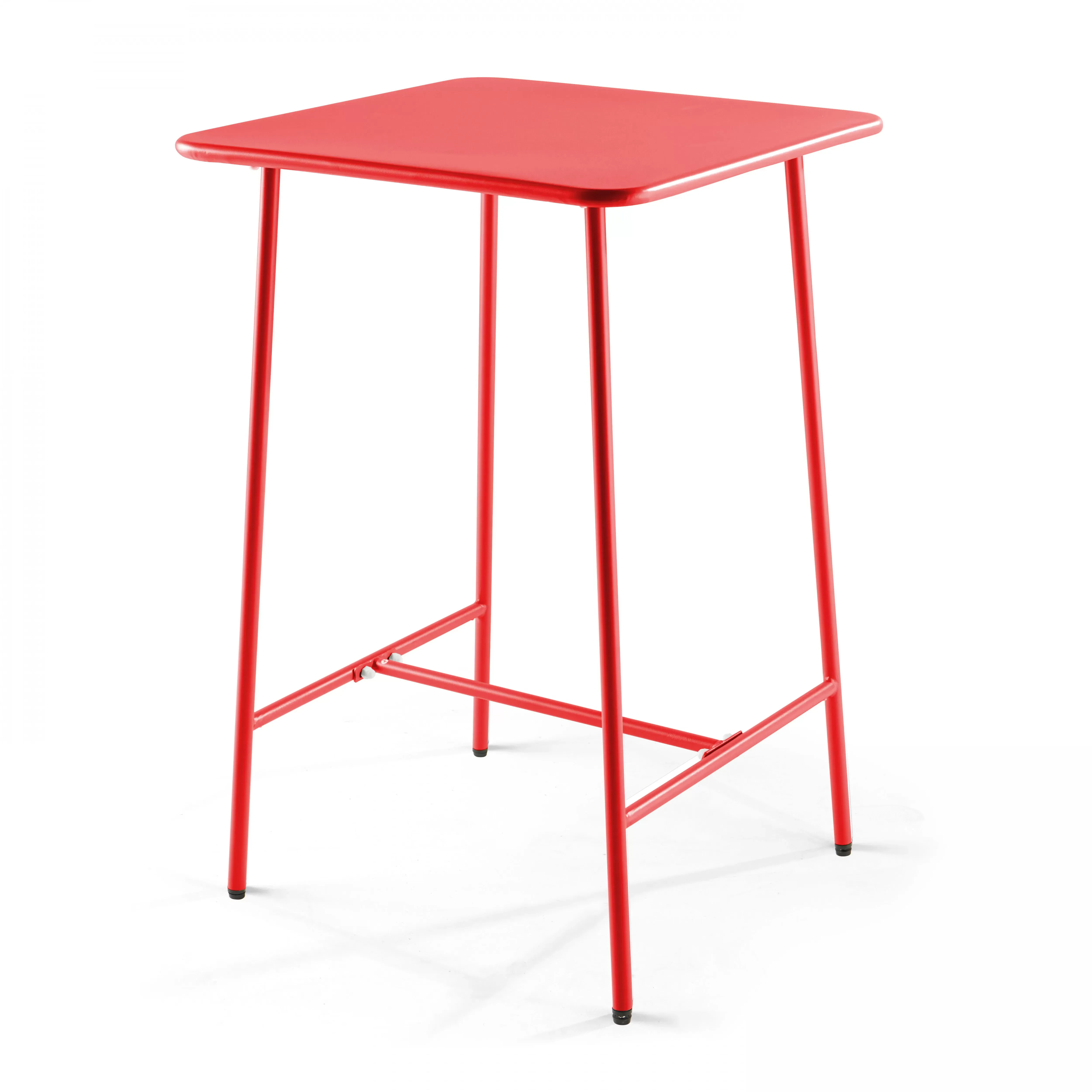 Illustration numéro 2 du produit Ensemble table de bar et 2 chaises hautes en métal rouge