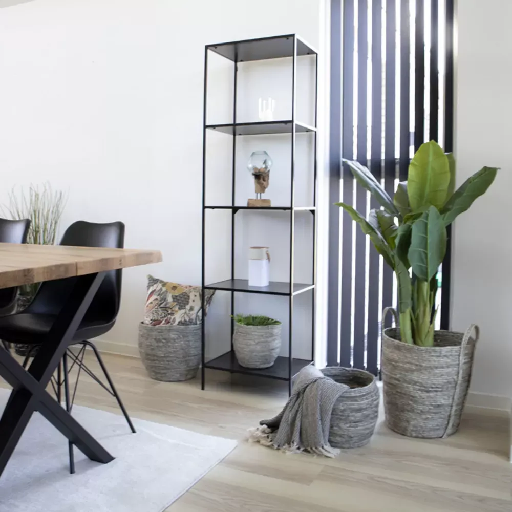 Illustration numéro 2 du produit Etagère en bois et métal 51x170cm - Noir