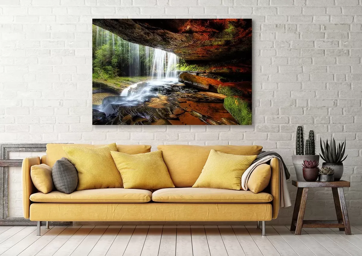 Illustration numéro 2 du produit Tableau nature chute d'eau imprimé sur toile 45x30 cm