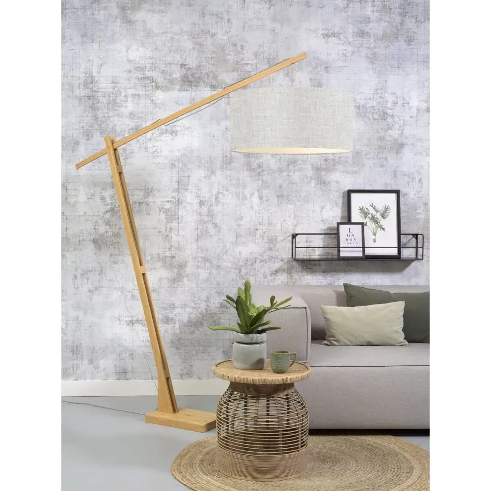 Illustration numéro 2 du produit Lampadaire en bambou abat-jour en lin H207cm