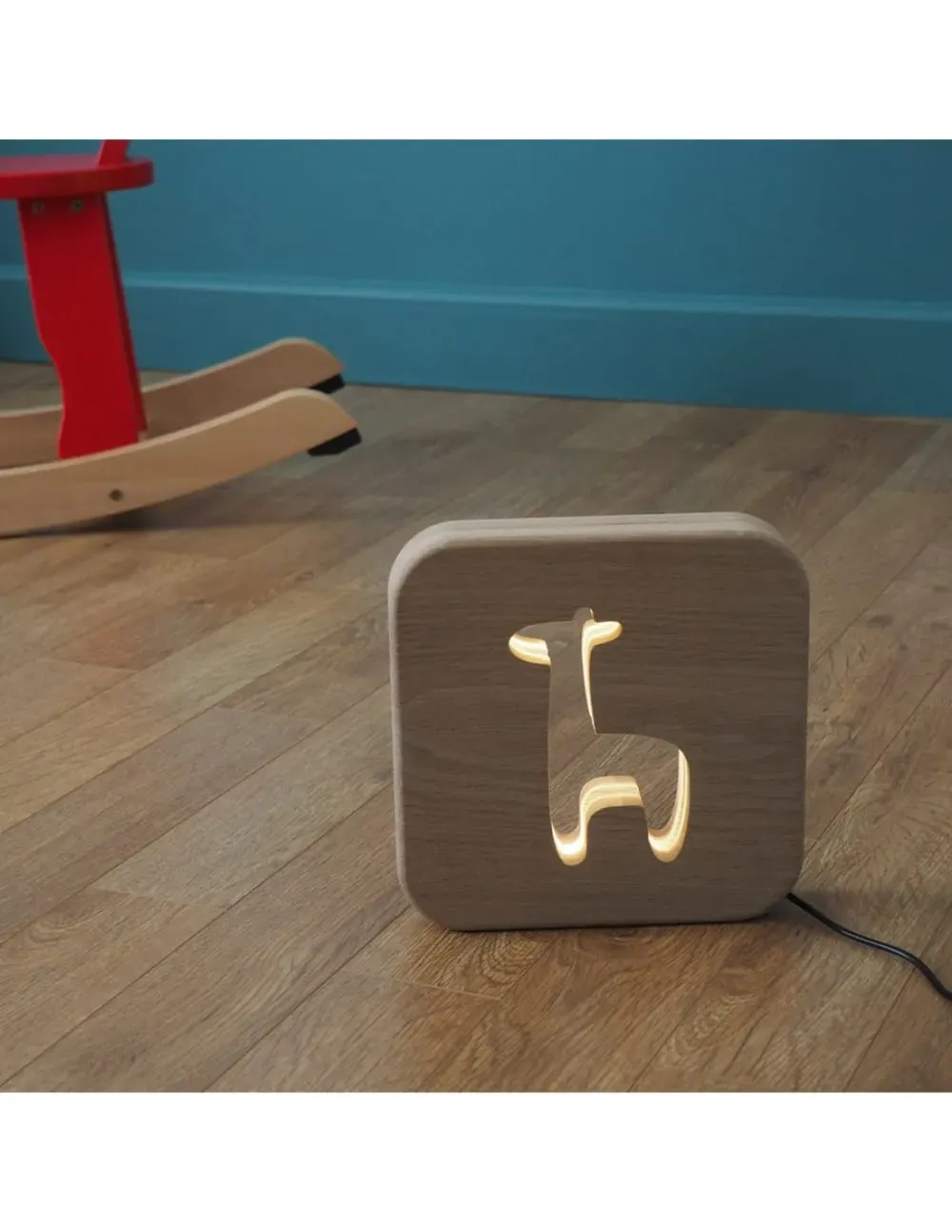 Illustration numéro 2 du produit Lampe à poser veilleuse en bois girafe