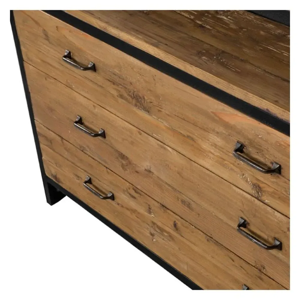 Illustration numéro 2 du produit Bibliothèque en bois recyclé 3 tiroirs et 4 étagères