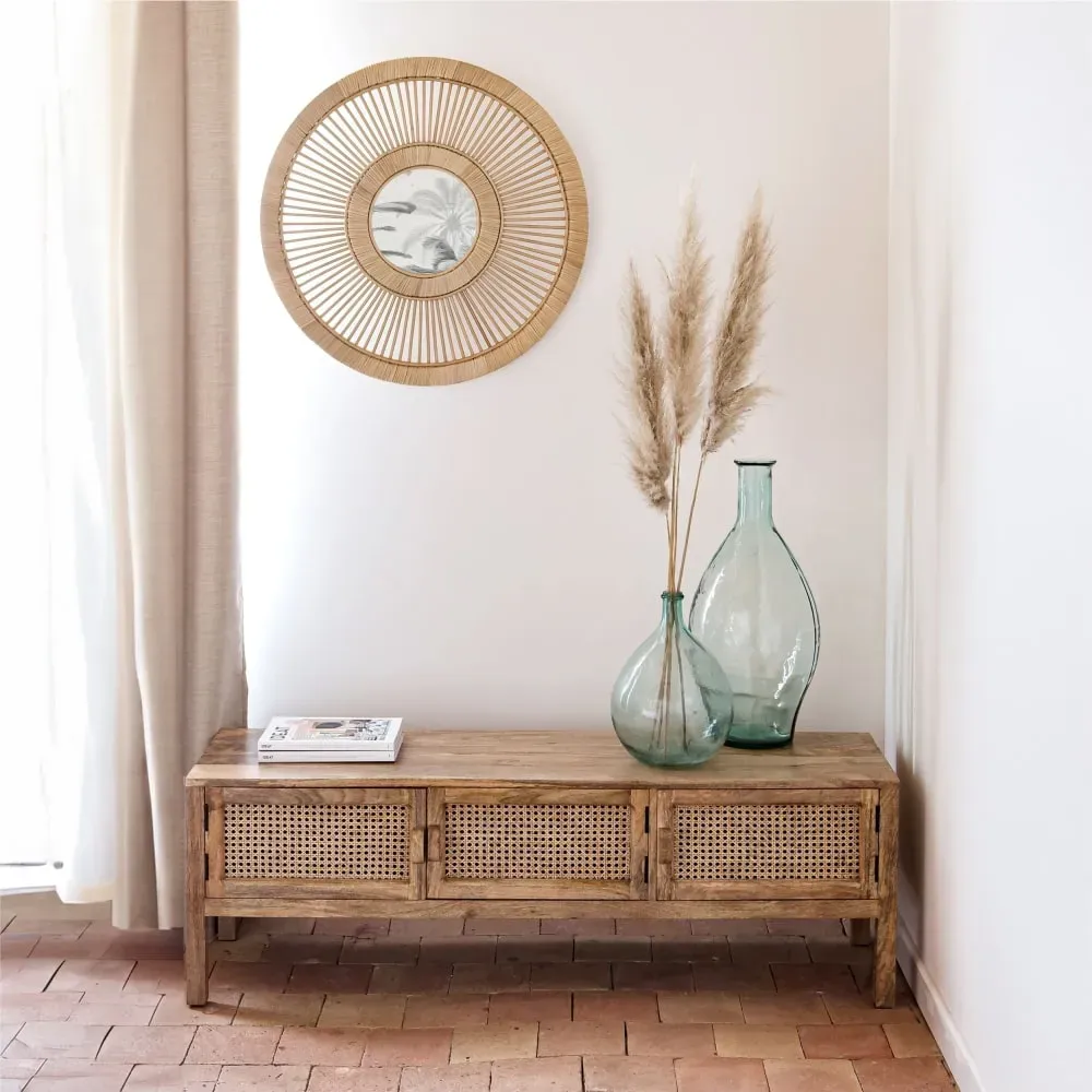 Illustration numéro 2 du produit Meuble TV cannage et bois de manguier 140 cm