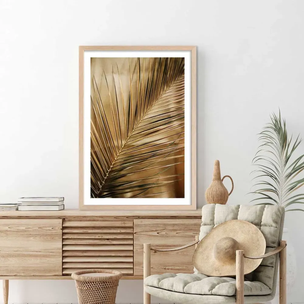 Illustration numéro 2 du produit Affiche déco golden palm avec cadre 60x90 cm