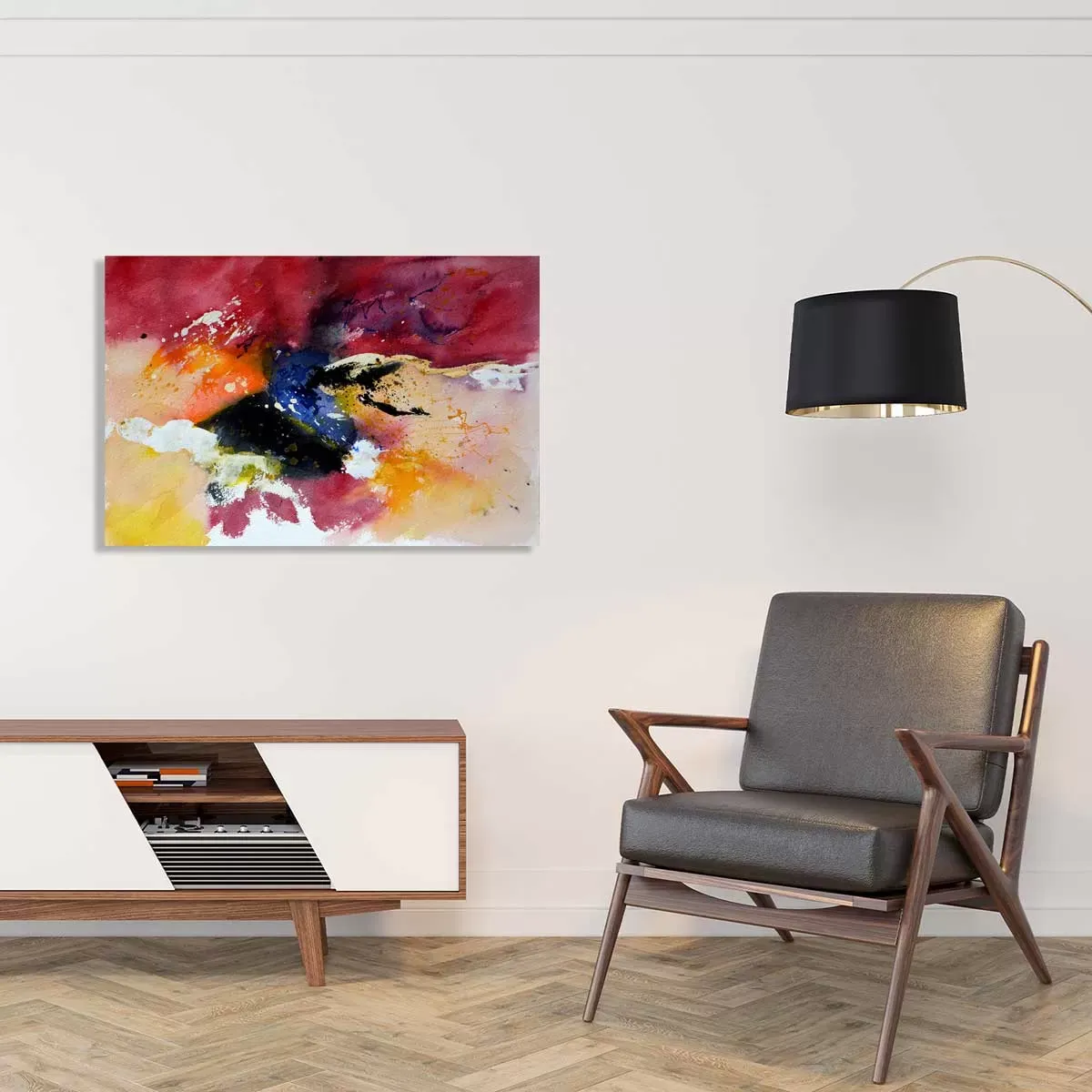 Illustration numéro 2 du produit Tableau peint abstraite aquarelle imprimé sur toile 60x40 cm