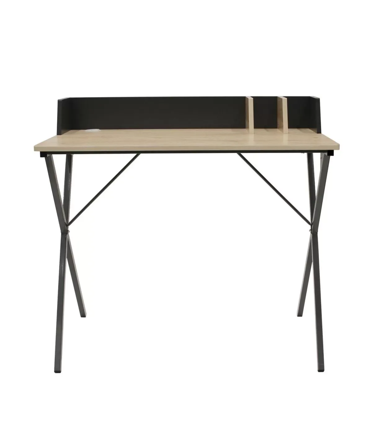 Illustration numéro 2 du produit Bureau en métal avec séparateurs - L90cm - noir et beige