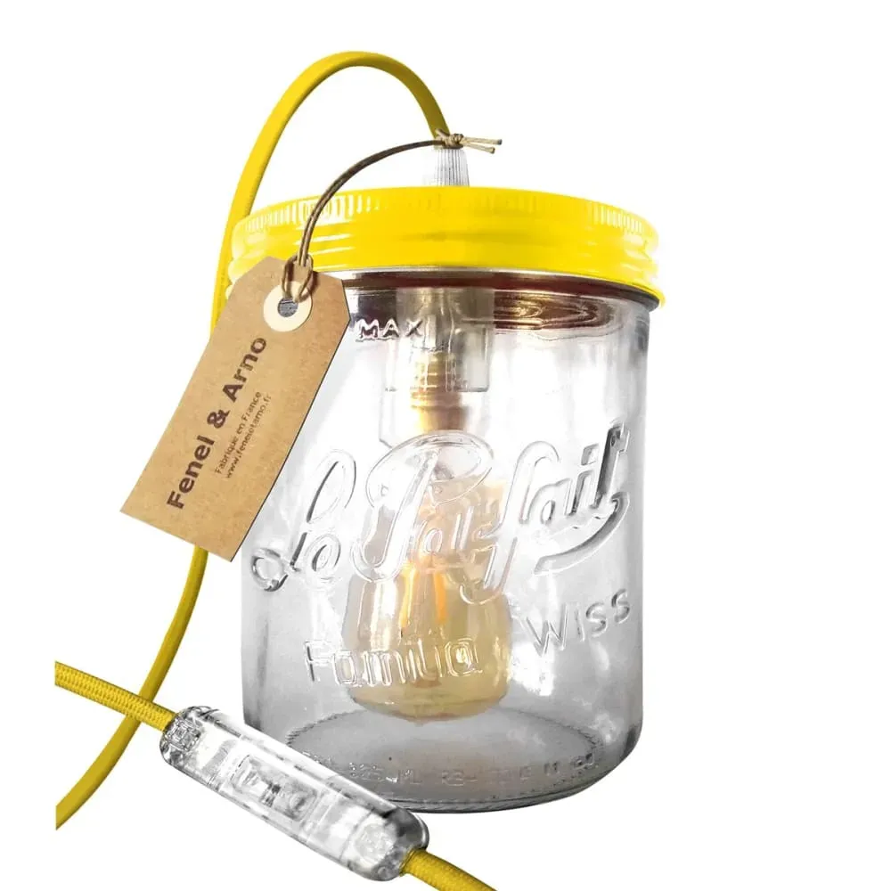 Illustration numéro 2 du produit Lampe bocal en verre jaune