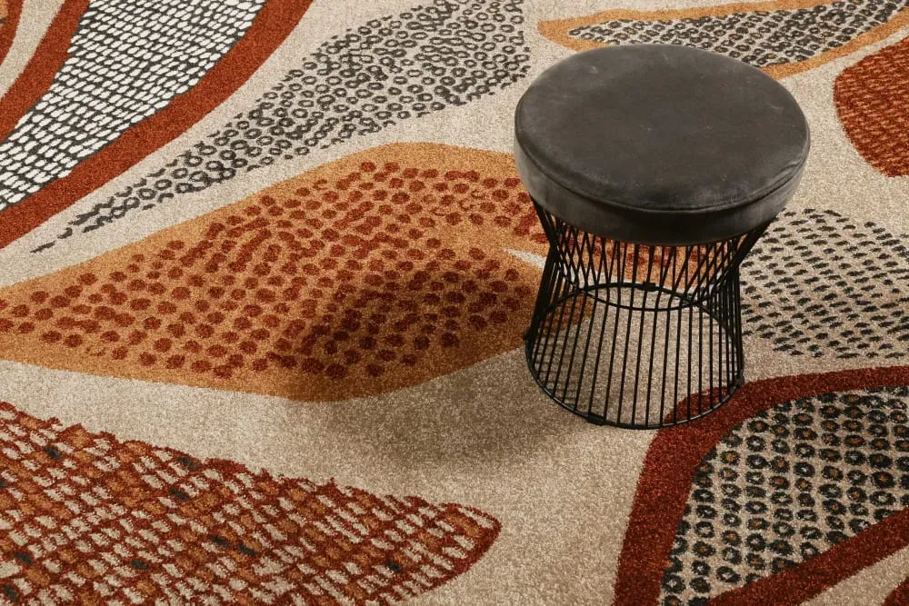 Illustration numéro 2 du produit Tapis design motif végétal fond beige sable 133x200